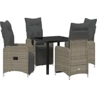 vidaXL Tuin Eettafel Set 5 pcs Grijs poly rattan