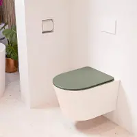 Mondiaz LAVIE hangend toilet single fire rimless diepspoel Rosee, Toiletzitting met quick-release & softclose Army