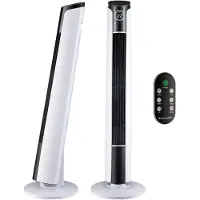 CoolHome CF2204 Design Ventilator - Wit - Torenventilator - Afstandsbediening - Timer - Dimbaar LED-scherm - Kolomventilator met Luchtreiniger - Ventilator Staand
