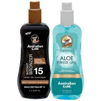 Australian Gold SPF 15 bronzer + Aloë Freeze gel after sun