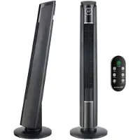CoolHome CF2203 Design Ventilator Zwart - Torenventilator - Afstandsbediening en Timer - Kolomventilator met Luchtreiniger - Dimbaar LED-scherm - Ventilator Staand