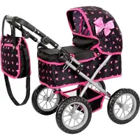 Kinderplay Poppenwagen KP0261R - Stabiele en Lichte Kinderwagen voor Poppen, Verstelbaar van 33 tot 63 cm, Geschikt voor Kinderen vanaf 2 Jaar