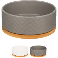 Flamingo Voerbak hond – drinkbak hond – voerbak hond met standaard – eetbak hond keramiek – Ø16 cm – 990ml – eetbak Bianco grijs