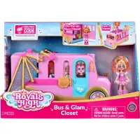 Royale High Bus & Glam Closet - (1) Exclusive Doll On-The-Go Glam Closet Moveable Wings Working Wheels and Room for 4 Friends - Virtual Item Code I