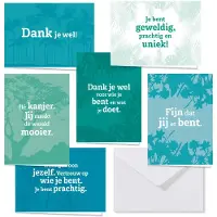 Voor Positiviteit - Dank je wel wenskaarten - Bedankt kaartjes - Wenskaarten - set in box - kaartenset met envelop - 36 stuks