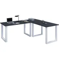 VCM Holz Schreibtisch | Eckschreibtisch schlicht | 130x130 | L Form links oder rechts | Arbeitstisch Platte 50 cm tief | Computertisch Büromöbel - Lona U