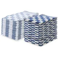 Linnick Theedoeken & Keukendoeken Set Blok - blauw - set van 20
