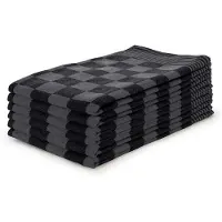 Linnick Theedoekenset Blok 65x65cm - zwart - set van 6