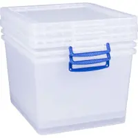 Really Useful Box Really Useful Boxes stapelbare opbergboxen, transparant, met deksel, 33,5 l, 3 stuks