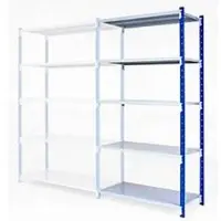 MANORGA Universele boutloze legbordstellingen, aanbouwdeel, 5 stalen legborden, max. belasting 200 kg, B 1250 x H 2000 x D 600 mm.