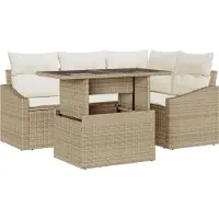 vidaXL Tuinbank Set 5 st Beige en Crème