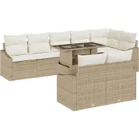 vidaXL Tuinbank Set 9 st Beige en Crème