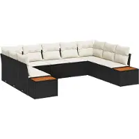 vidaXL Tuinbank Set 9 st Zwart Poly rattan