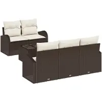vidaXL Tuinbank Set 6 st 5-Aantal zitplaatsen Bruin en Crème