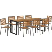 vidaXL Tuin Eettafel Set 9 pcs Grijs en Bruin poly rattan