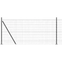 vidaXL Euro-hek met betonnen voetstuk 25 x 1 m PVC-Coated Staal Grijs
