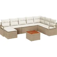 vidaXL Tuinbank Set 9 st Beige poly rattan