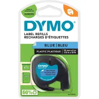 Dymo LETRATAG TAPE PLASTIC BLACK ON BLUE 12mm x 4m