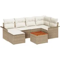 vidaXL Tuinbank Set 7 st Beige en Crème poly rattan