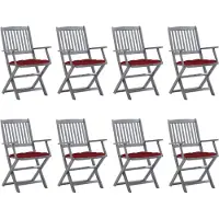 vidaXL Klapstoelen, 8 stuks, met kussens, gemaakt van massief acaciahout