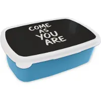 MuchoWow Broodtrommel Blauw - Lunchbox Quote - Zwart - Simpel - Brooddoos 18x12x6 cm - Brood lunch box - Broodtrommels voor kinderen en volwassenen