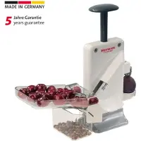 Westmark Kersen- en pruimenontpitter, multi-ontpitter: voor 2 vruchten tegelijk, hoogte: 32,5 cm, kunststof/roestvrij staal/aluminium, Steinomat, wit/zilver, 40602260