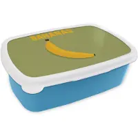MuchoWow Broodtrommel Blauw - Lunchbox Banaan - Minimalistisch - Geel - Brooddoos 18x12x6 cm - Brood lunch box - Broodtrommels voor kinderen en volwassenen