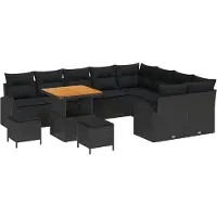 vidaXL Tuinbank Set 12 st 11-Aantal zitplaatsen Zwart