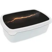 MuchoWow Broodtrommel Wit - Lunchbox Oranje - Bliksemflits - Licht - Brooddoos 18x12x6 cm - Brood lunch box - Broodtrommels voor kinderen en volwassenen