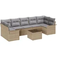 vidaXL Tuinbank Set 8 st Beige en Grijs poly rattan