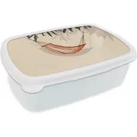 MuchoWow Broodtrommel Wit - Lunchbox Hangmat - Kleurrijk - Bladeren - Schaduw - Brooddoos 18x12x6 cm - Brood lunch box - Broodtrommels voor kinderen en volwassenen