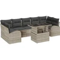 vidaXL Tuinbank Set 8 st Lichtgrijs Poly Riet