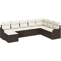 vidaXL Tuinbank Set met kussen 8 pcs Bruin Poly rattan