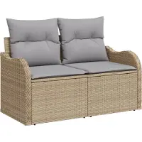 vidaXL Tuinbank Set 11 st Beige en Lichtgrijs poly rattan