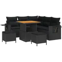 vidaXL Tuinbank Set 8 st Zwart poly rattan