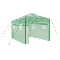 vidaXL Kas met Pop-up Frame met dak Groen 290 x 430 x 315 cm IJzer