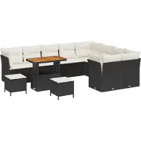 vidaXL Tuinbank Set 12 st 9-Aantal zitplaatsen Zwart en Crème