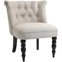 Merax Relaxstoel Beige - Loungestoel met Armleuningen - Linnen Bekleding - Houten Frame Zwart - Retro Fauteuil voor Woonkamer of Eetkamer