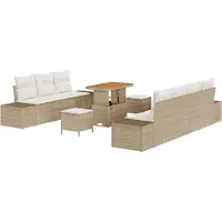 vidaXL Tuinbank Set 10 st 9-Aantal zitplaatsen Beige Poly rattan