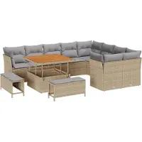 vidaXL Tuinbank Set 12 st 9-Aantal zitplaatsen Beige en Lichtgrijs