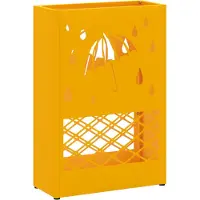 vidaXL Regen Paraplu Stand Mosterdgeel 28 x 12 x 41 cm Staal