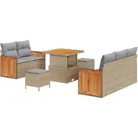 vidaXL Tuinbank Set 10 st 7-Aantal zitplaatsen Beige en Lichtgrijs