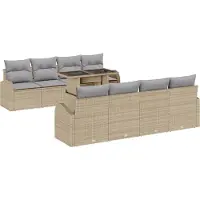 vidaXL Tuinbank Set 9 st Beige Poly Riet