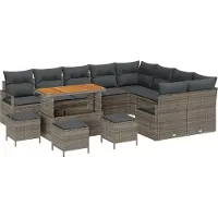 vidaXL Tuinbank Set 13 st 12-Aantal zitplaatsen Grijs