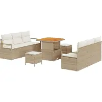 vidaXL Tuinset met 9 zitplaatsen, beige, van polyrotan