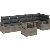 vidaXL Tuinbank Set 7 st Grijs poly rattan