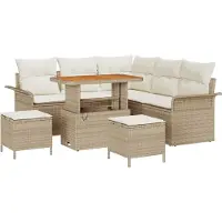 vidaXL Tuinbank Set 8 st Beige poly rattan