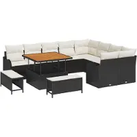 vidaXL Tuinbank Set 12 st Zwart poly rattan