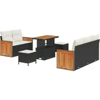 vidaXL Tuinbank Set 10 st 7-Aantal zitplaatsen Zwart en Crème