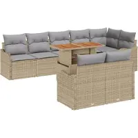 vidaXL Tuinbank Set 9 st 8-Aantal zitplaatsen beige en lichtgrijs